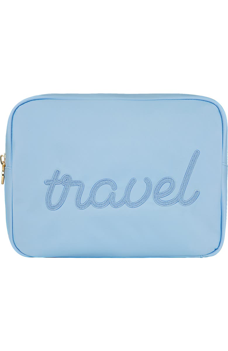 Stoney Clover Lane Large Travel Embroidered Pouch, Main, color, Periwinkle