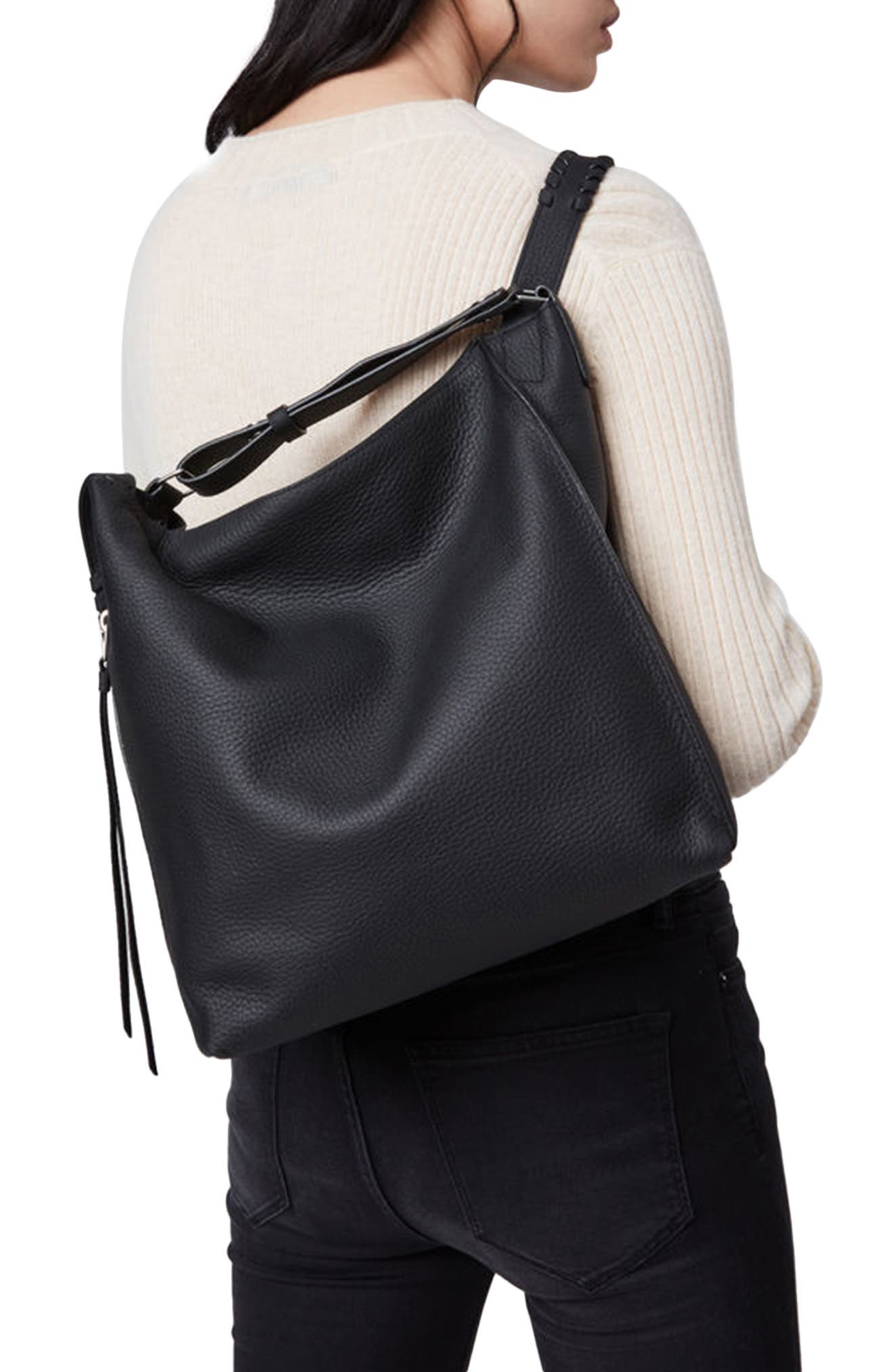AllSaints Kita Convertible Leather Backpack, Alternate, color, 