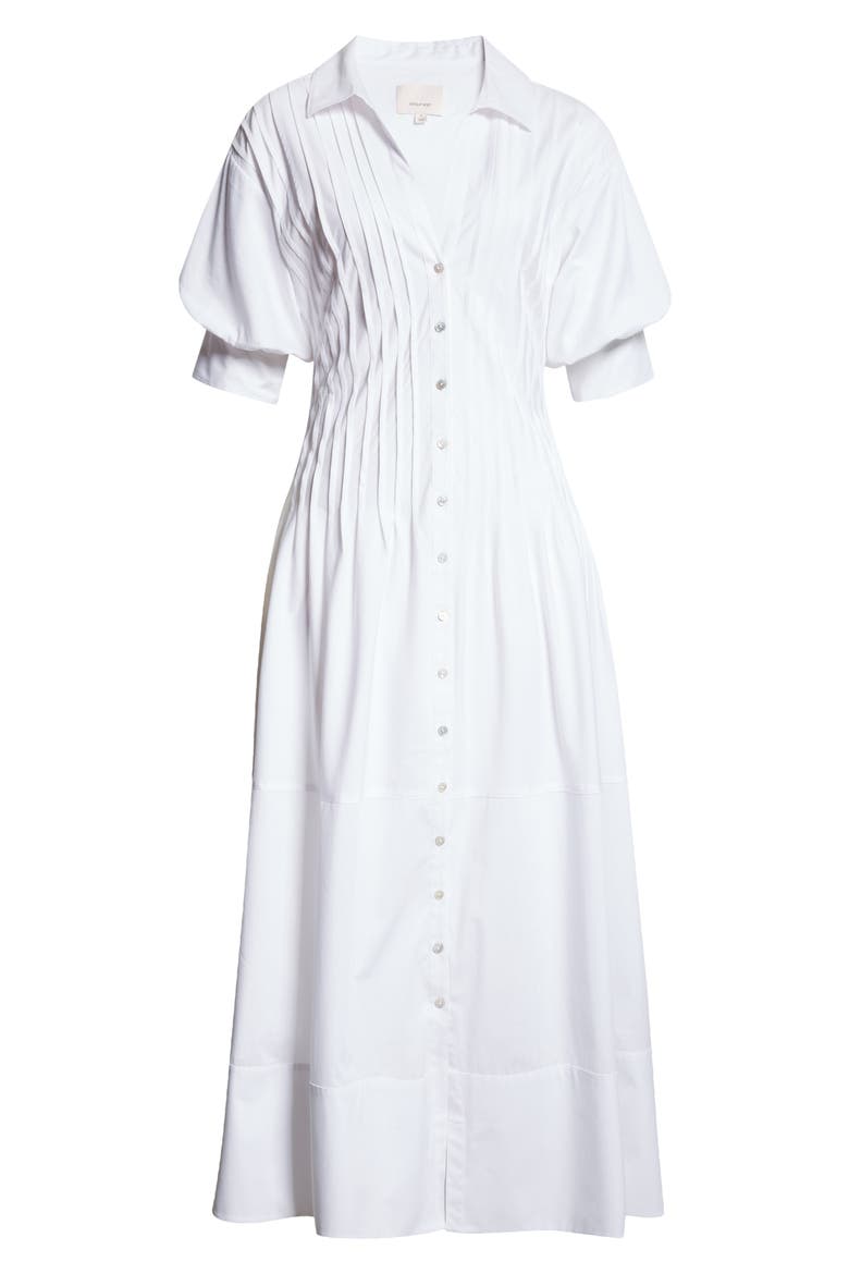 Monty Pleated Midi Dress, Alternate, color, WHITE