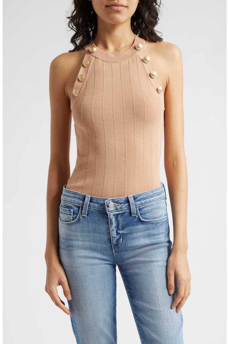 Rosemary Button Knit Tank, Main, color, TOFFEE