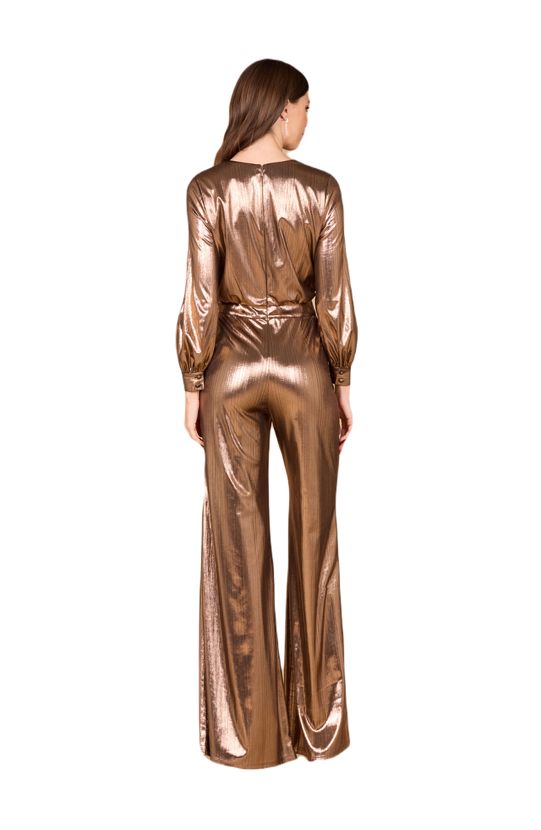 LARA New York Metallic Shimmer Jumpsuit with Pockets, Alternate, color, Bronze