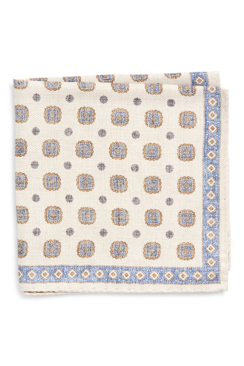 Ronge Silk Pocket Square, Main, color, ECRU