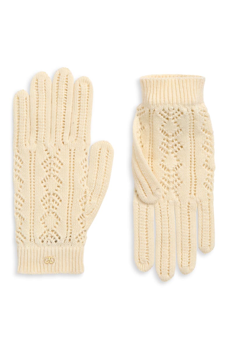 VLOGO Signature Pointelle Knit Gloves, Main, color, BETULLA