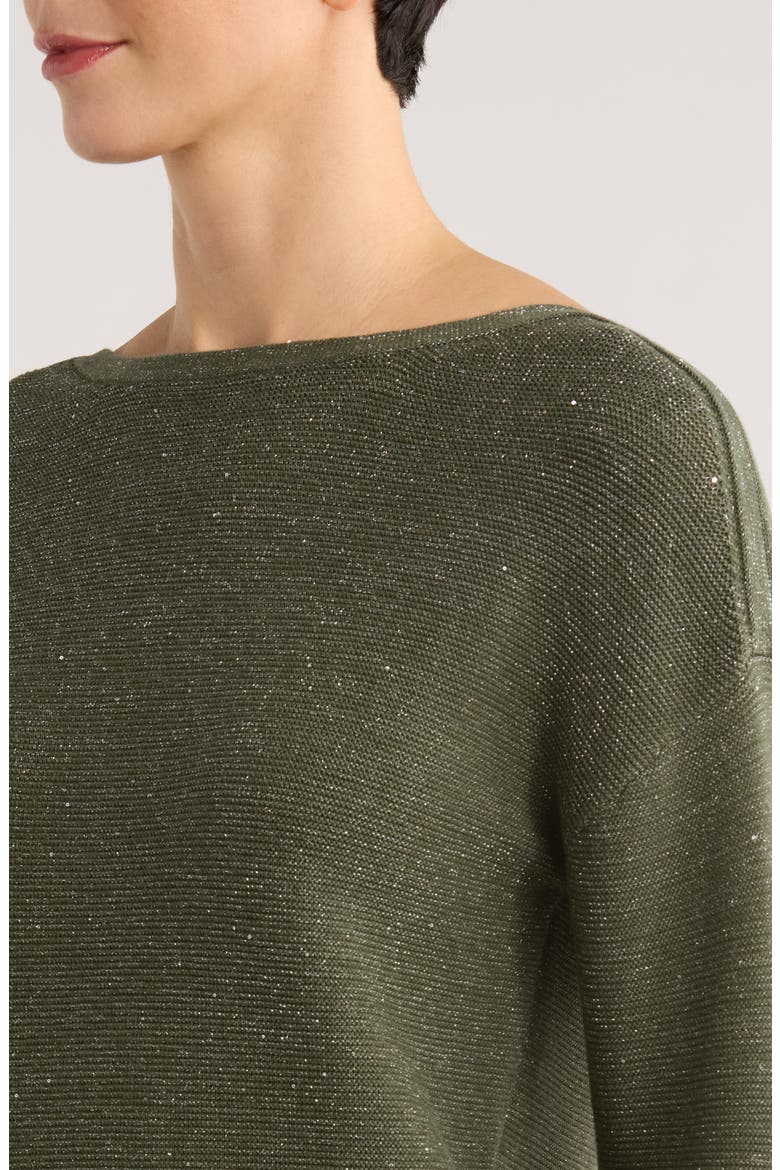 Crystal Sands Sequin Relaxed Fit Cotton Blend Sweater, Alternate, color, PALM MOSS