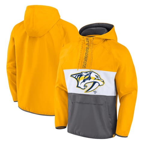 Men's Fanatics Branded Gold Nashville Predators Flagrant Foul Anorak Raglan Half-Zip Hoodie Jacket
