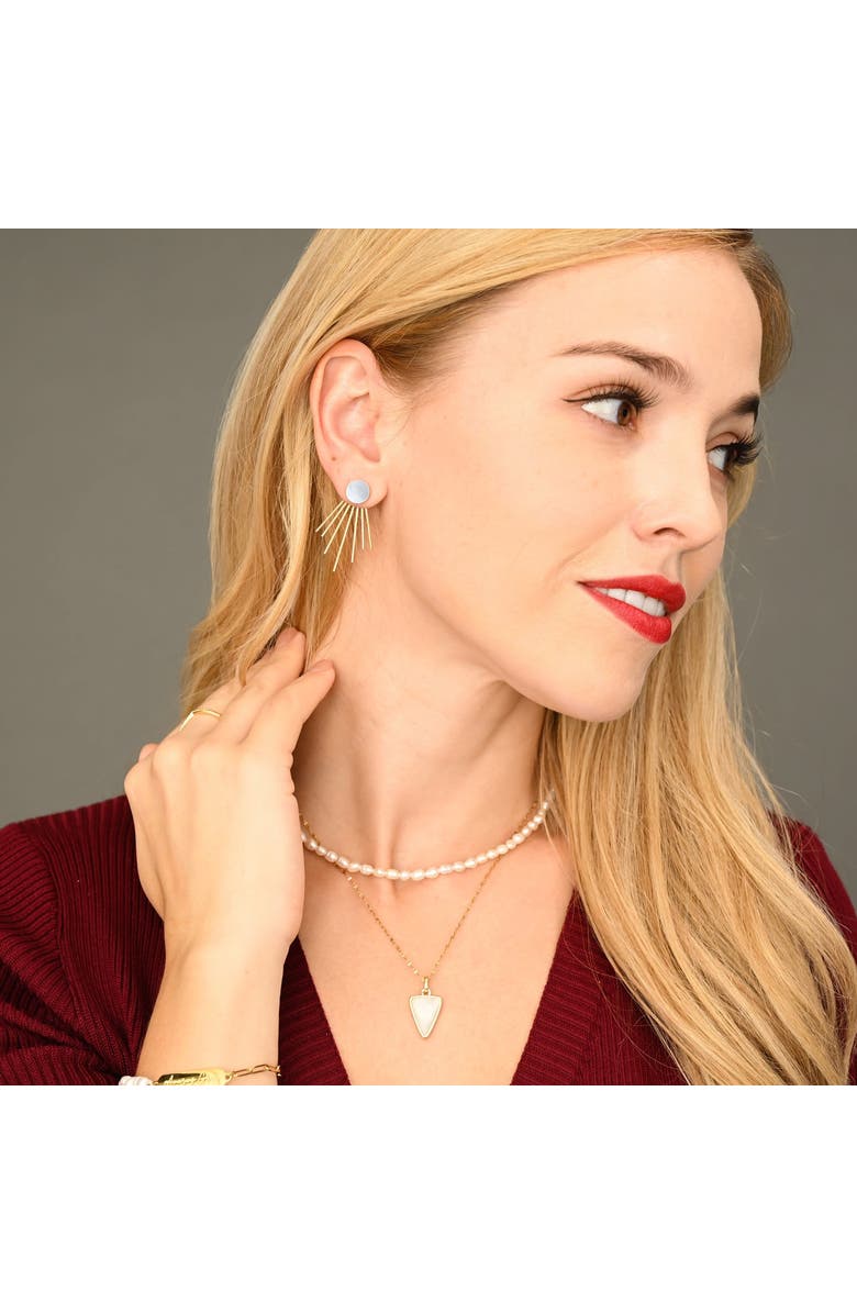 Starfish Project Caroline Mother of Pearl Stud & Fringe Earrings, Alternate, color, Blue