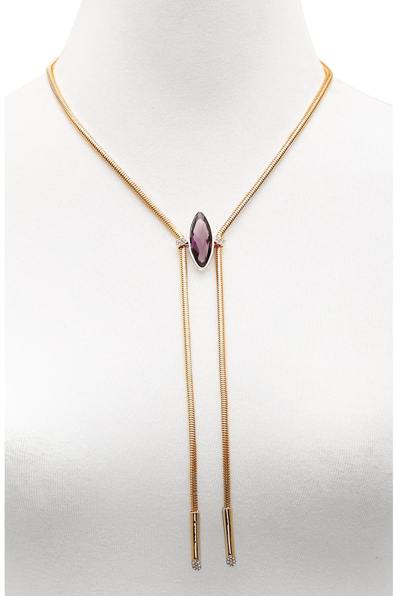 Crystal Snake Chain Y-Necklace, Alternate, color, PURPLE/ GOLD TONE