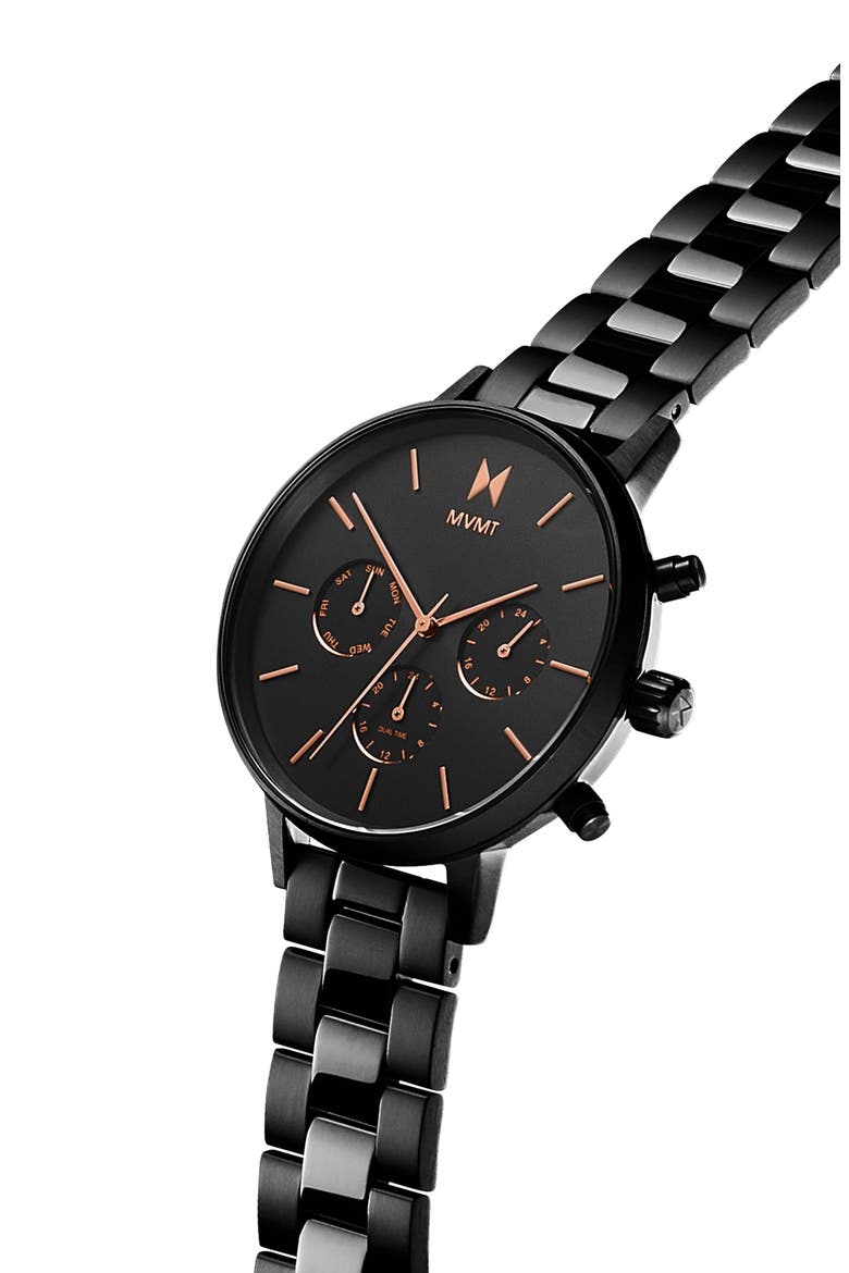 MVMT Nova Chronograph Bracelet Watch, 38mm, Alternate, color, SILVER/ BLACK