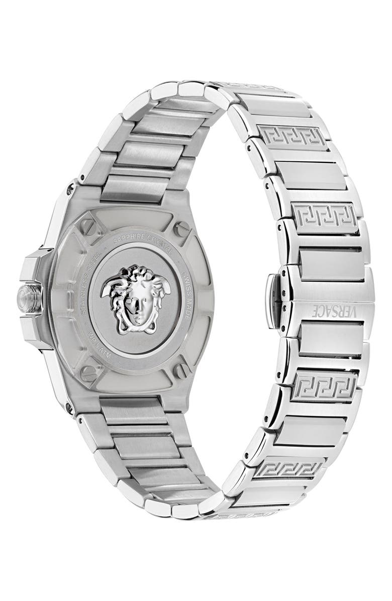 Versace Greca Reaction Bracelet Watch, 38mm, Alternate, color, Stainless Steel