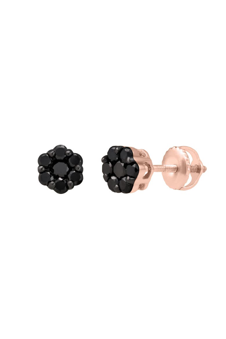 Eclipse 0.5 Cts Black Diamond Cluster Studs 10K Gold Earrings, Alternate, color, 10K Rose Gold