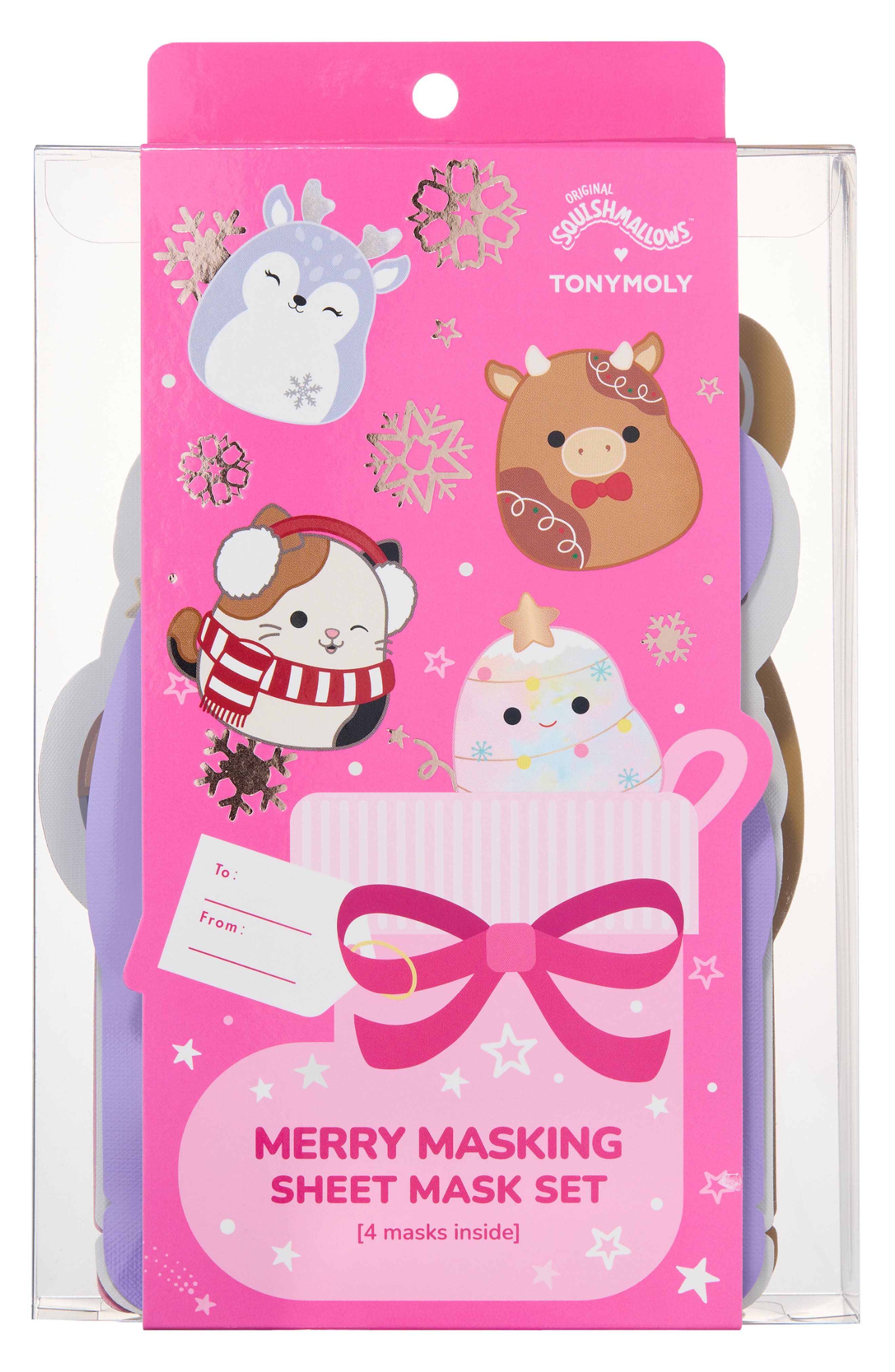 Squishmallows x TONYMOLY Merry Masking 4-Piece Sheet Mask Set