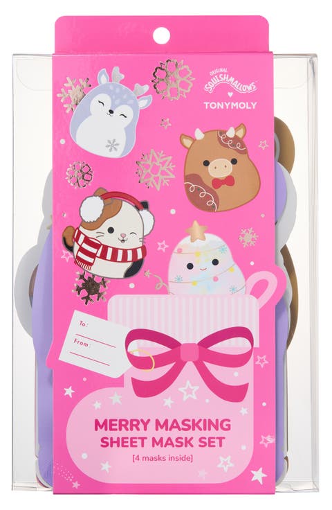 Squishmallows x TONYMOLY Merry Masking 4-Piece Sheet Mask Set