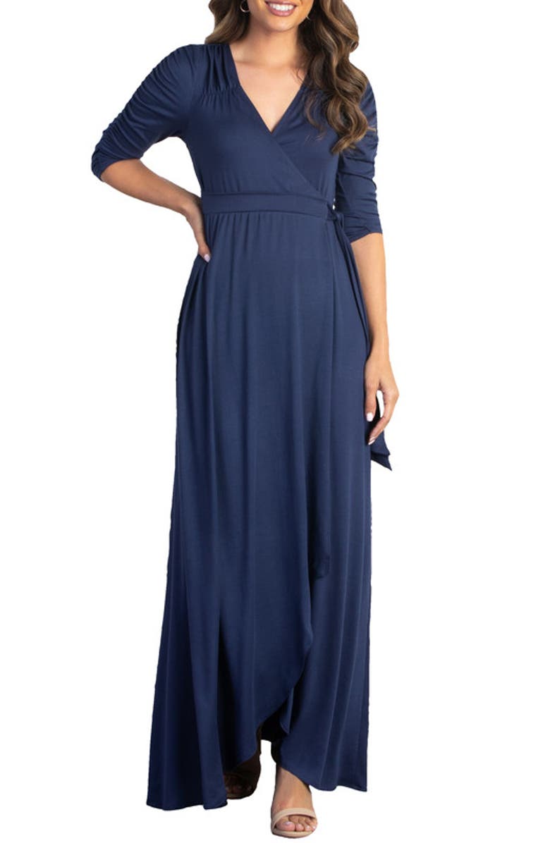 Kiyonna Meadow Dream Maxi Wrap Dress, Alternate, color, Nouveau Navy