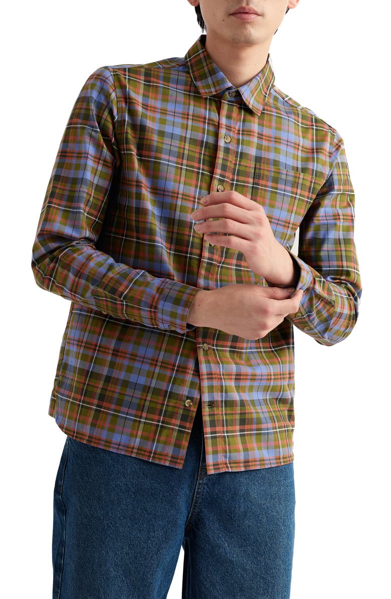 Seasalt Cornwall Goosander Plaid Organic Cotton Twill Button-Up Shirt, Main, color, Amanita Multi