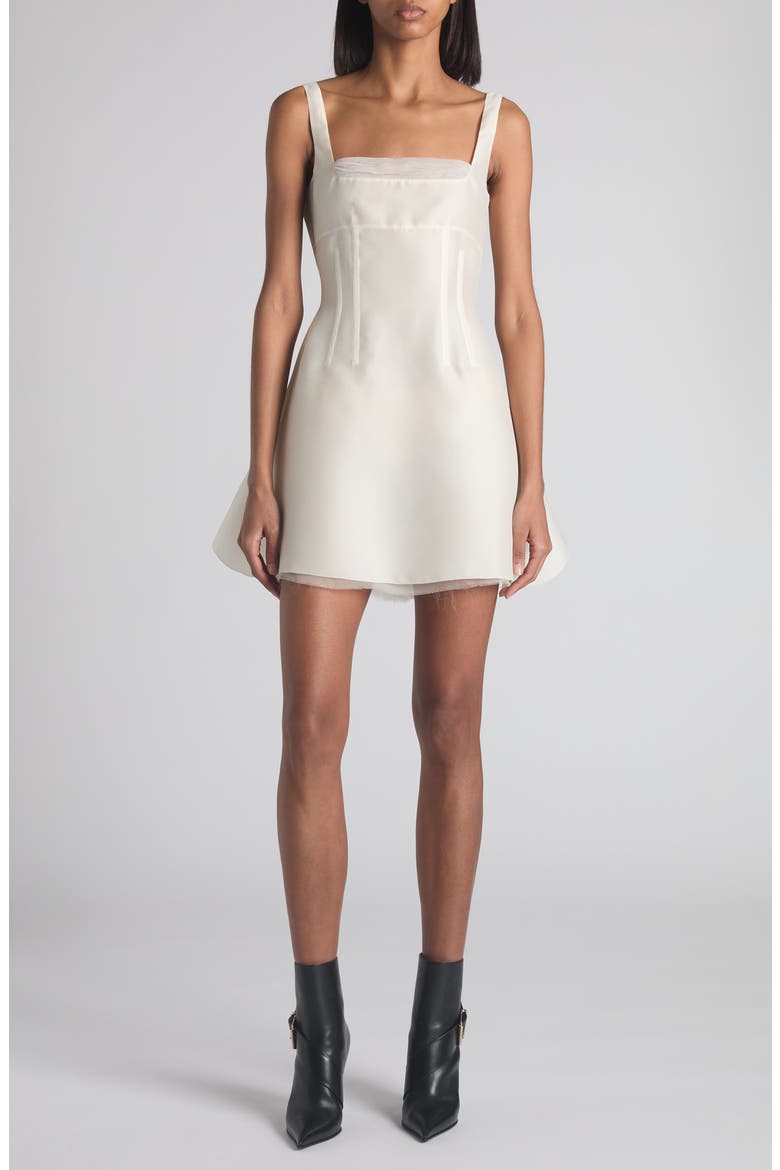 Corset Silk Minidress, Main, color, CHALK