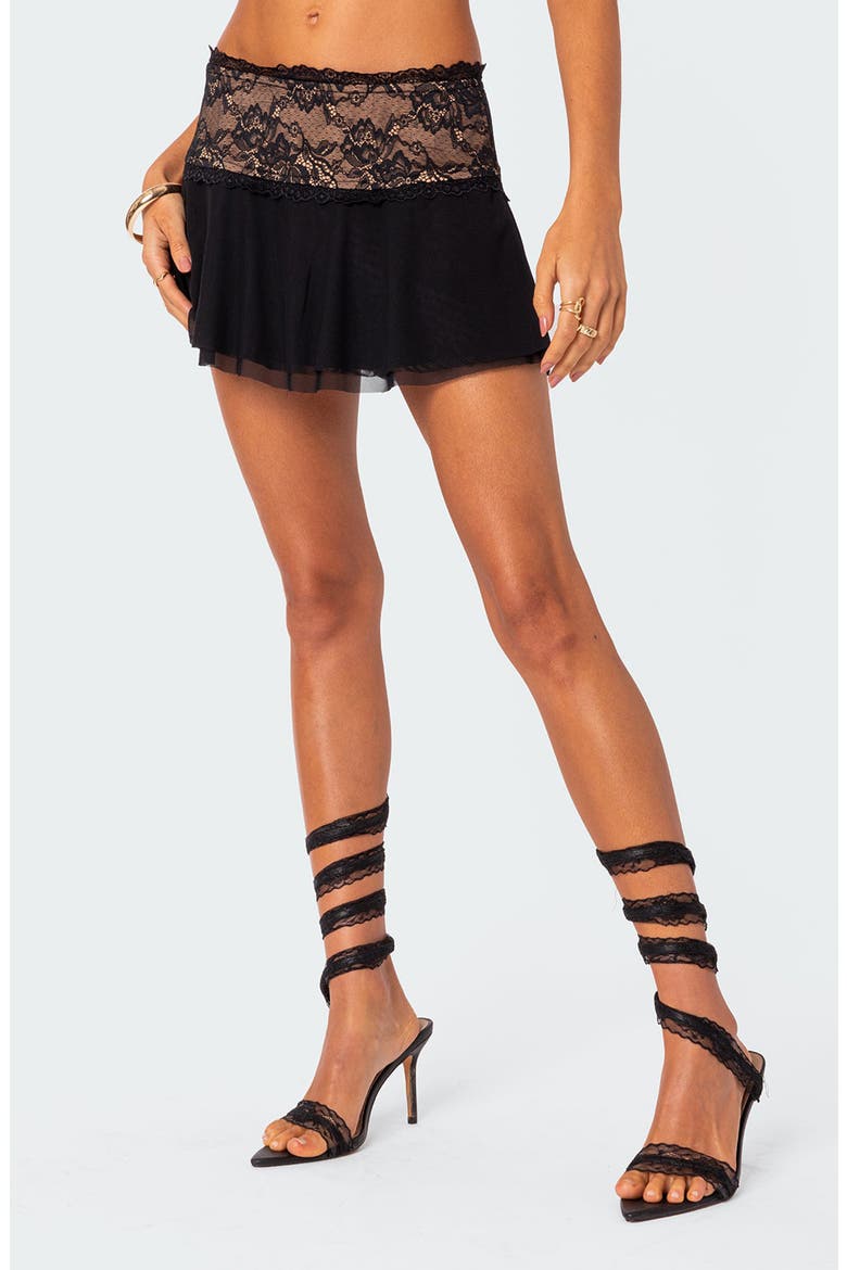 Mesh Lace Miniskirt, Alternate, color, BLACK