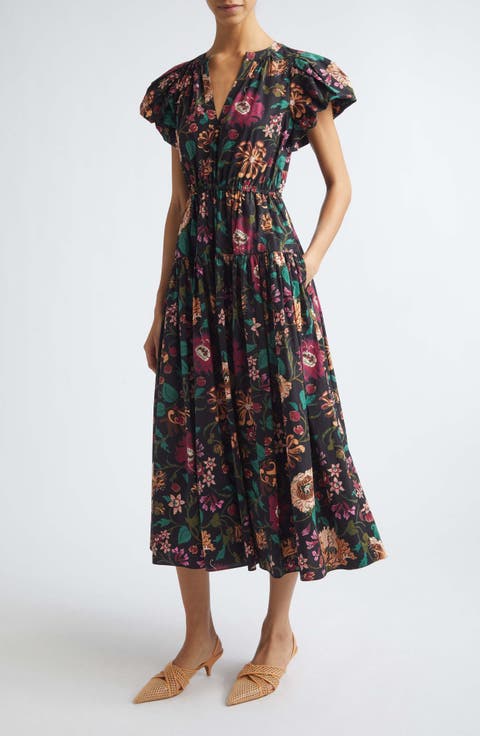Marin Floral Cotton Midi Dress