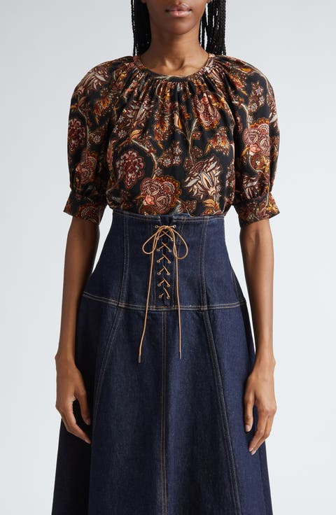 Suri Floral Paisley Wool Blend Top