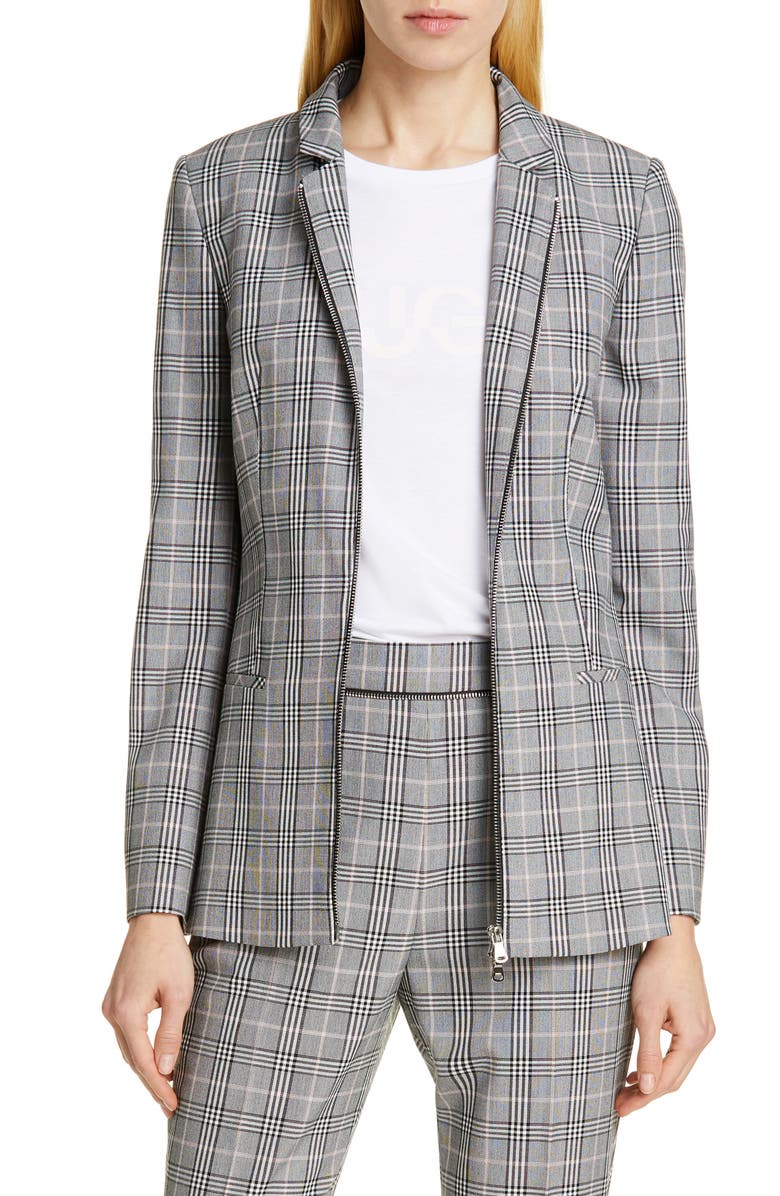 HUGO Alevia Plaid Blazer, Main, color,