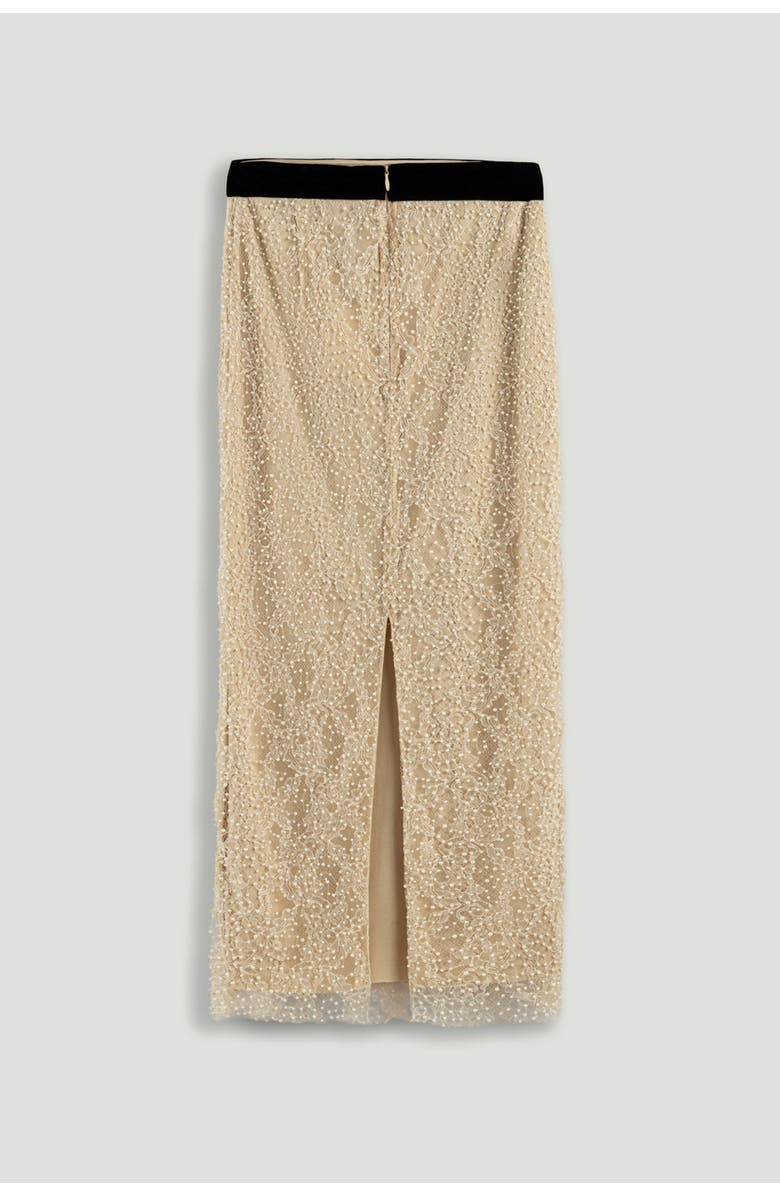 Nocturne Pearl Embellished Pencil Skirt, Alternate, color, Beige