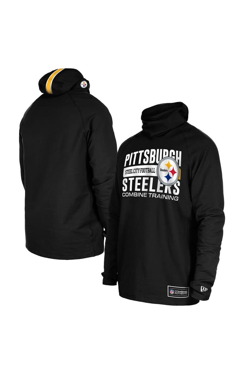 New Era Men's New Era Black Pittsburgh Steelers Functional Fandom Balaclava Helmet Stripe Tri-Blend Hoodie, Main, color, Black