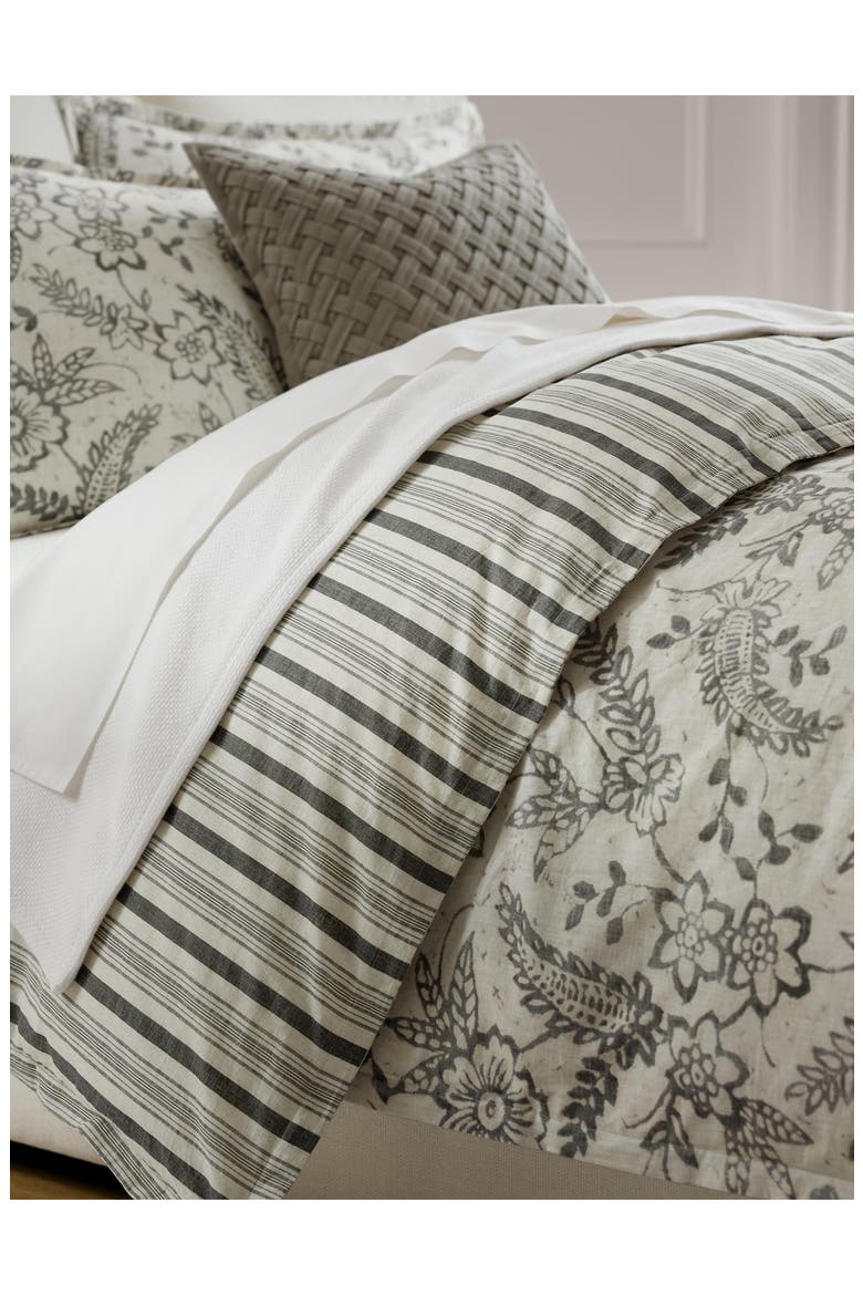Sara Paisley & Stripe Reversible Cotton Duvet Cover & Sham Set, Alternate, color, GREY