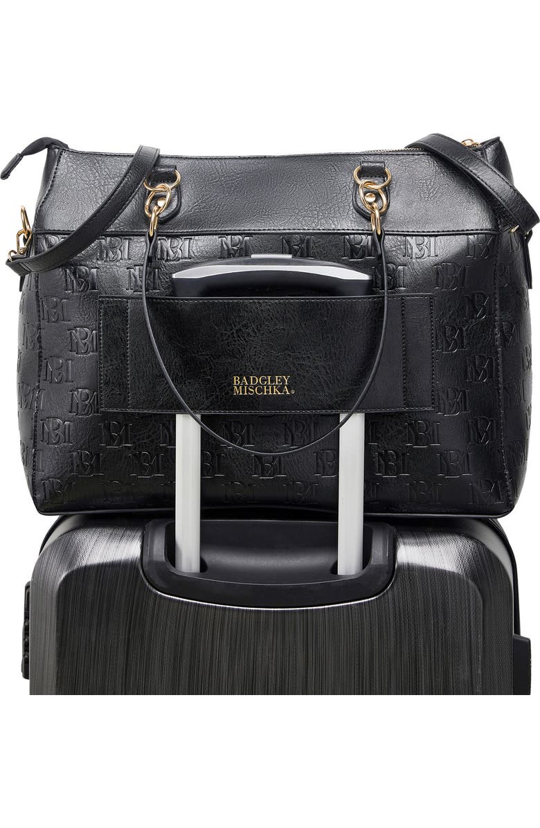 BADGLEY MISCHKA Madalyn Vegan Leather Weekender Duffel Bag, Alternate, color, Black