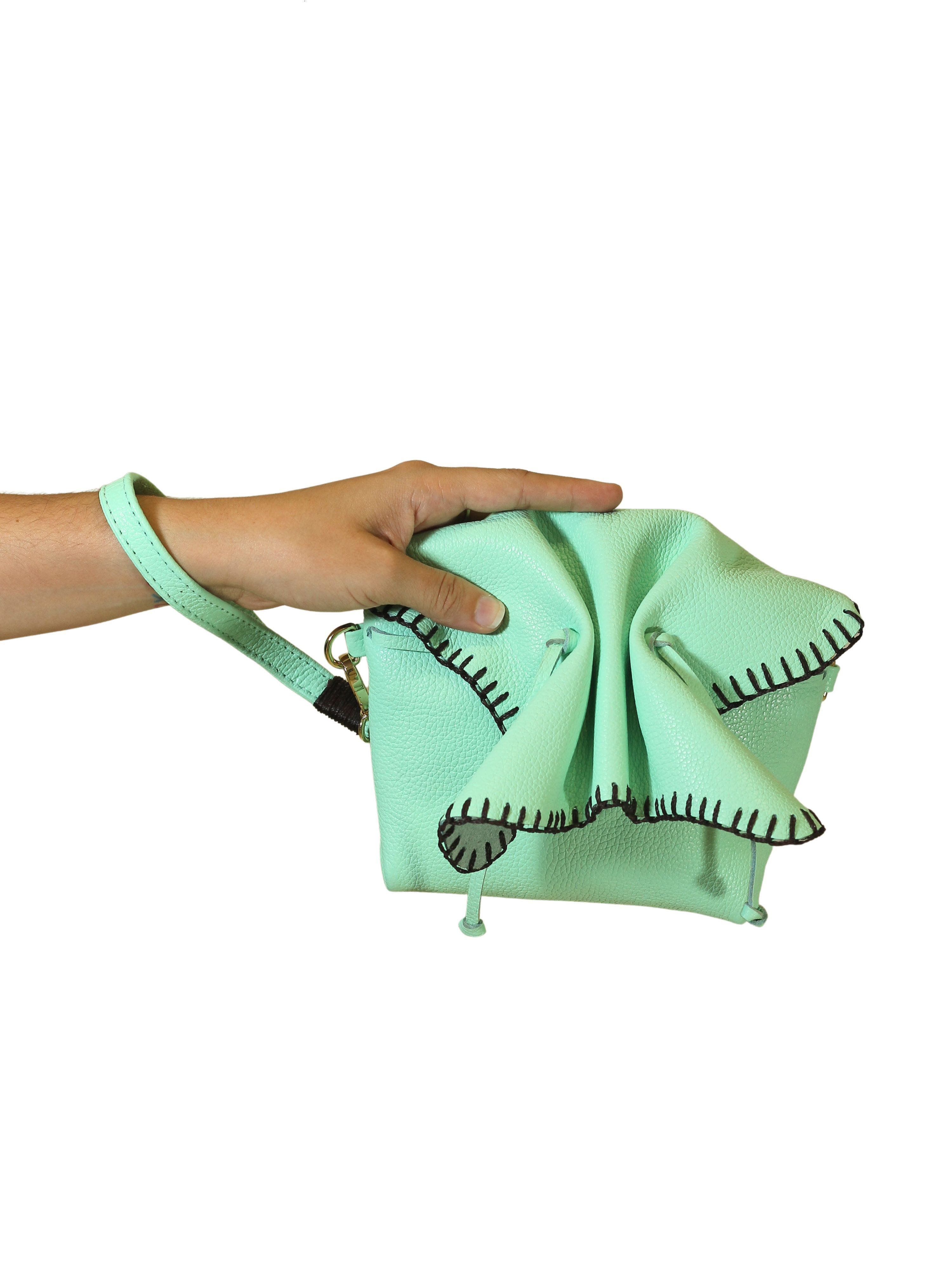 Carlos Falchi Mini Butterfly Leather Bag, Alternate, color, Lime