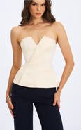 Miss Circle Yani Asymmetrical Lapel Sleeveless Peplum Top