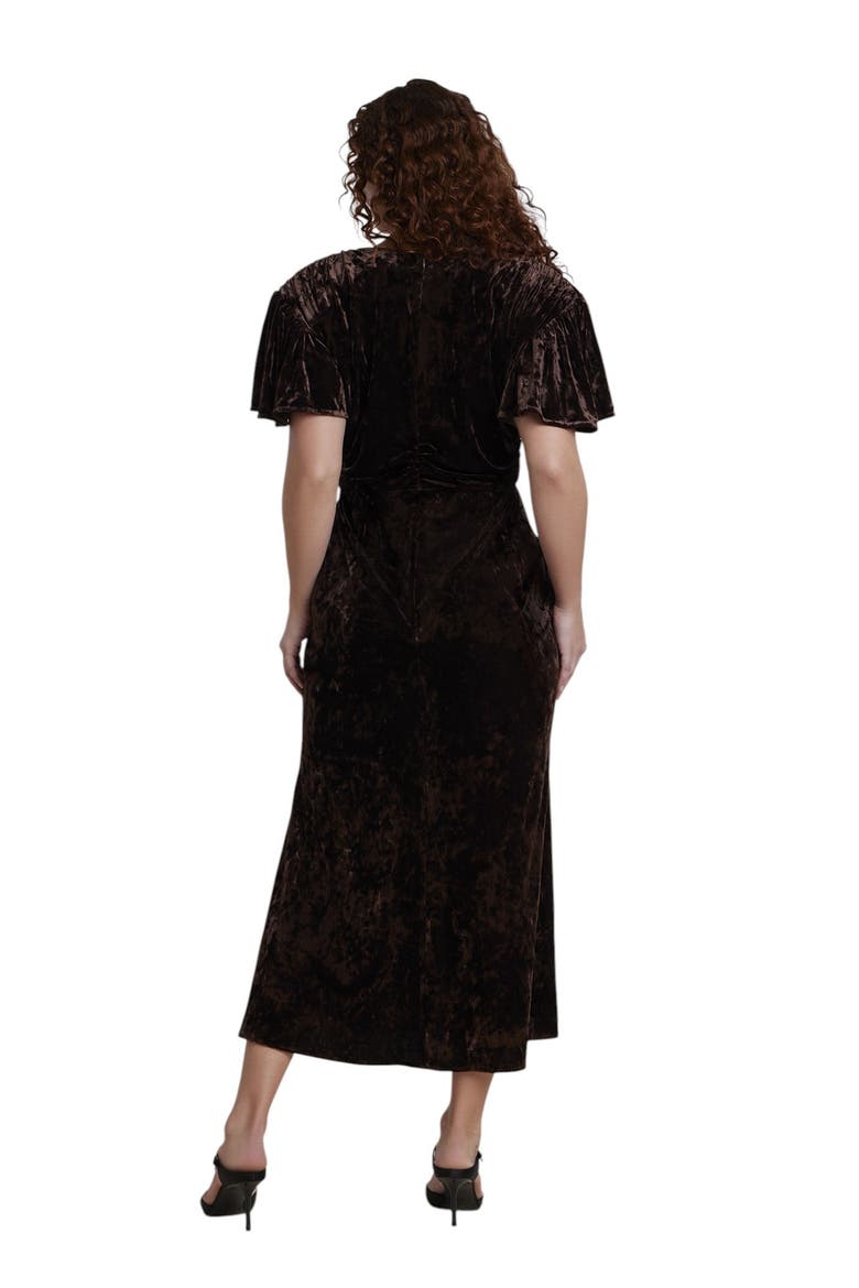 Crushed Velvet Strong Shoulder Maxi Dress (plus), Alternate, color, BROWN