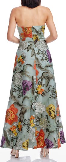 Connor Embroidered Strapless Cocktail Maxi Dress