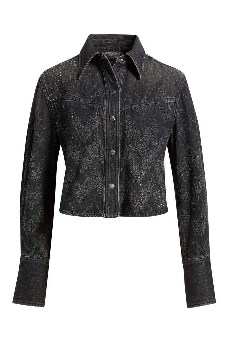 Crop Denim Jacket, Alternate, color, BLACK