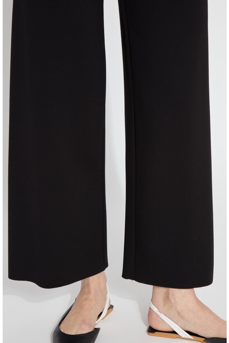 Denver Faux Leather Waist Ponte Wide Leg Pants, Alternate, color, BLACK