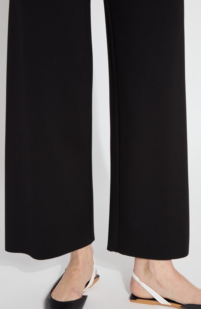 Lysse Denver Faux Leather Waist Ponte Wide Leg Pants, Alternate, color, Black