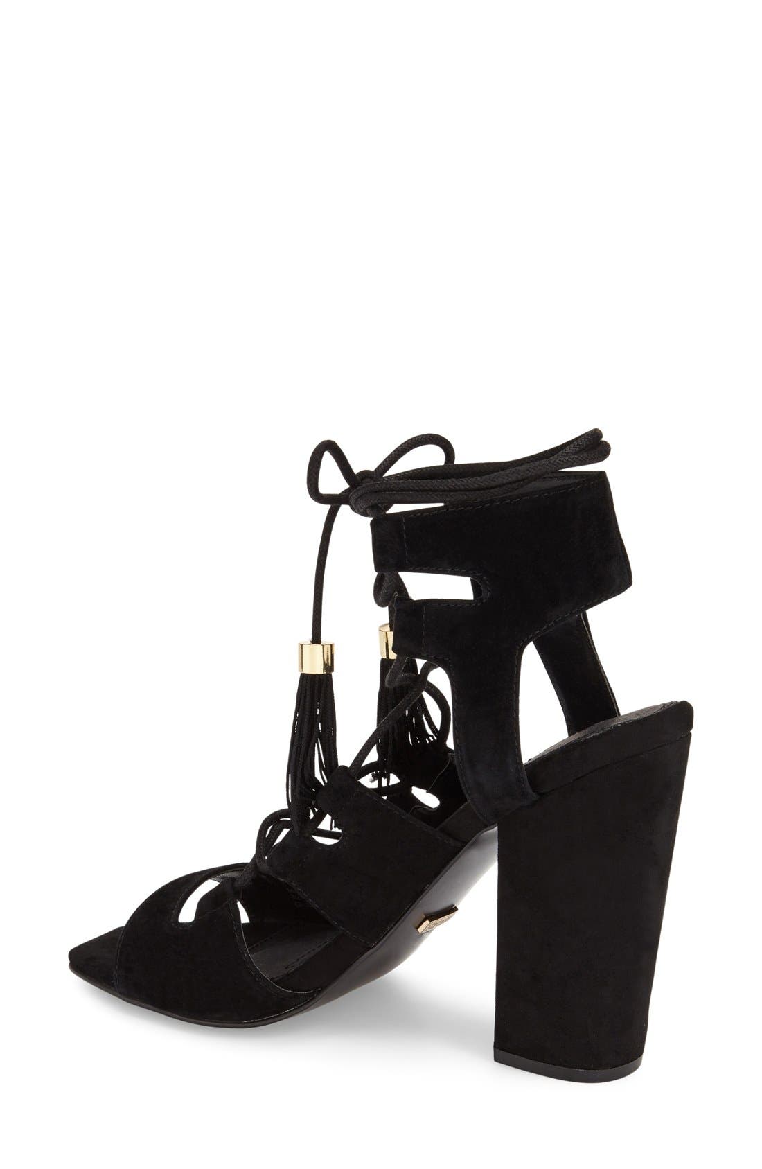 Topshop Tassel Ghillie Sandal, Alternate, color, 