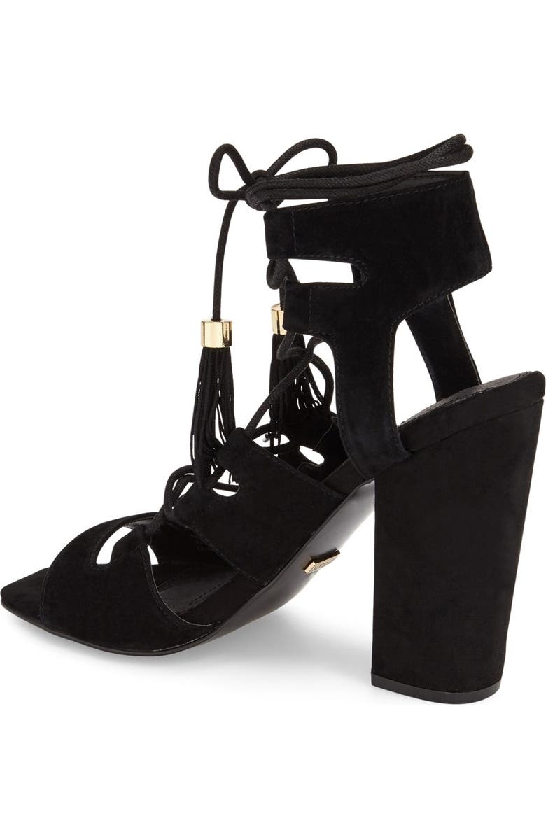 Topshop Tassel Ghillie Sandal, Alternate, color,