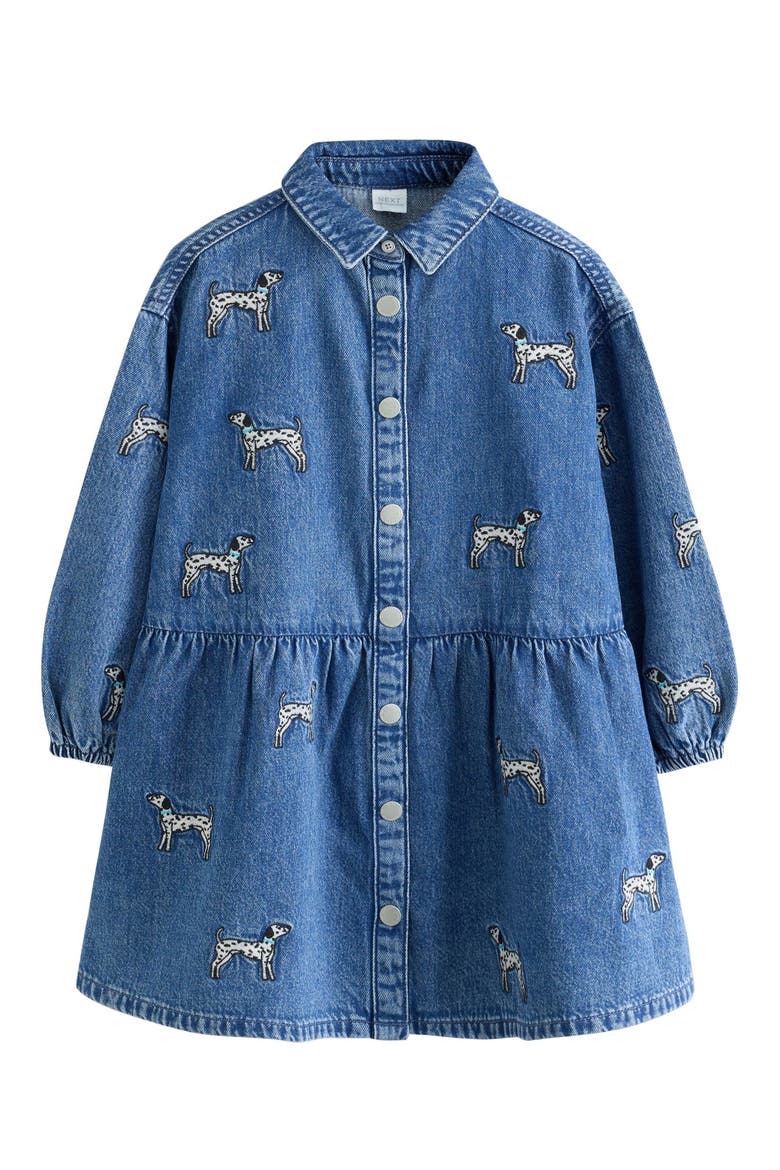 Kids' Dalmatian Embroidered Denim Dress, Main, color, BLUE