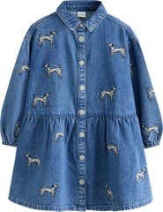 NEXT Kids' Dalmatian Embroidered Denim Dress