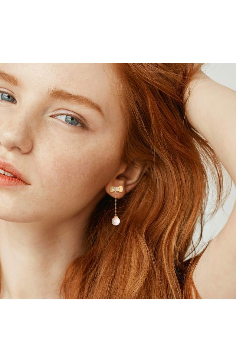 Julianna B. Cultured Pearl & Diamond Dangle Earrings 10k, Alternate, color, White Fw Pearl