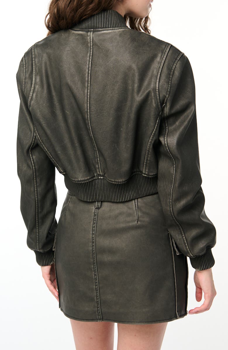 BLANKNYC Faux Leather Crop Bomber Jacket, Alternate, color,