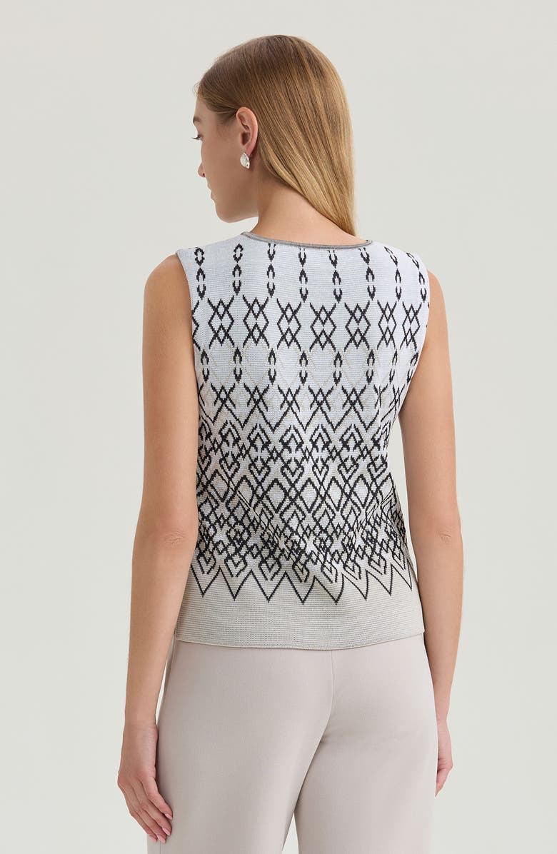 Ming Wang Diamond Jacquard Knit Tank, Alternate, color, Limestone/Black/White