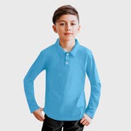 CITY THREADS Boys 100% Cotton Knit Jersey 2-Button Long Sleeve Polo