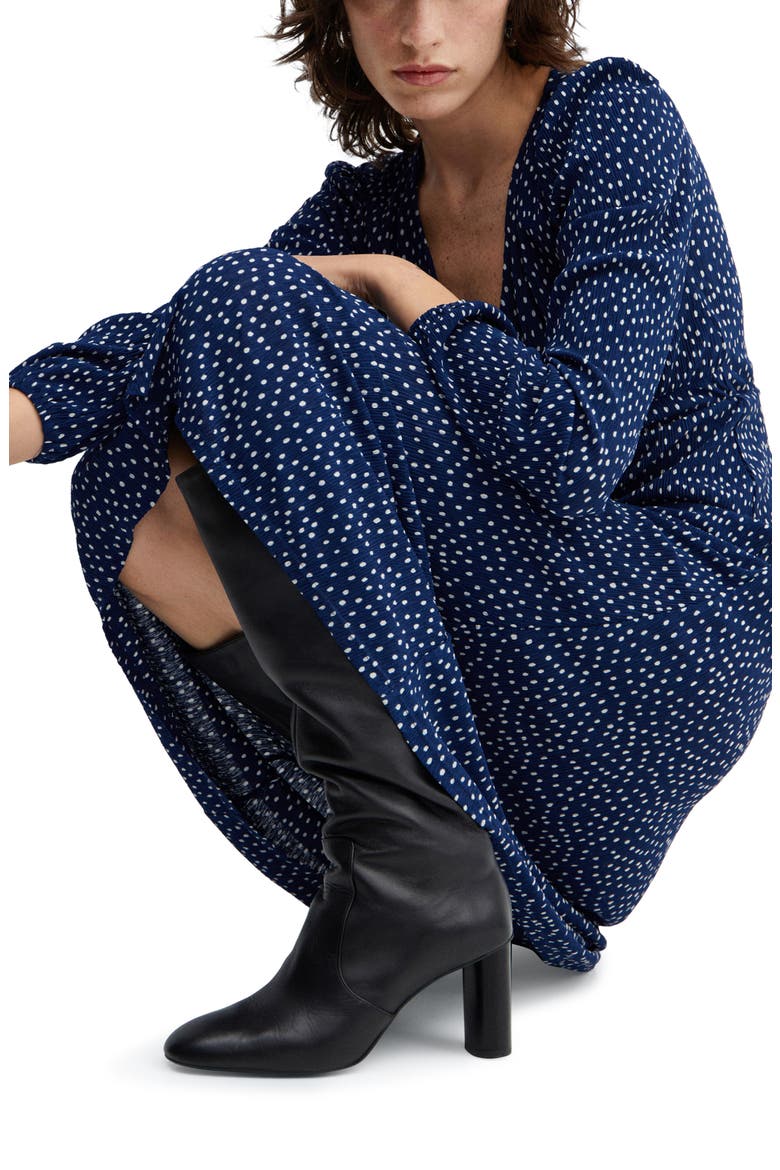 Polka Dot Long Sleeve Midi Dress, Alternate, color, BLUE