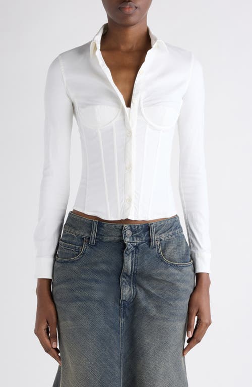 Balenciaga Corseted Stretch Poplin Button-up Shirt In White