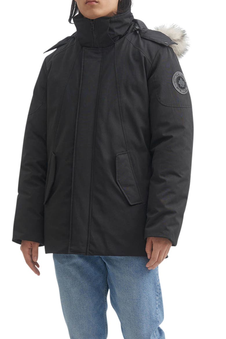 Nick III Water Resistant Faux Fur Trim Parka, Main, color, BLACK/SILVER