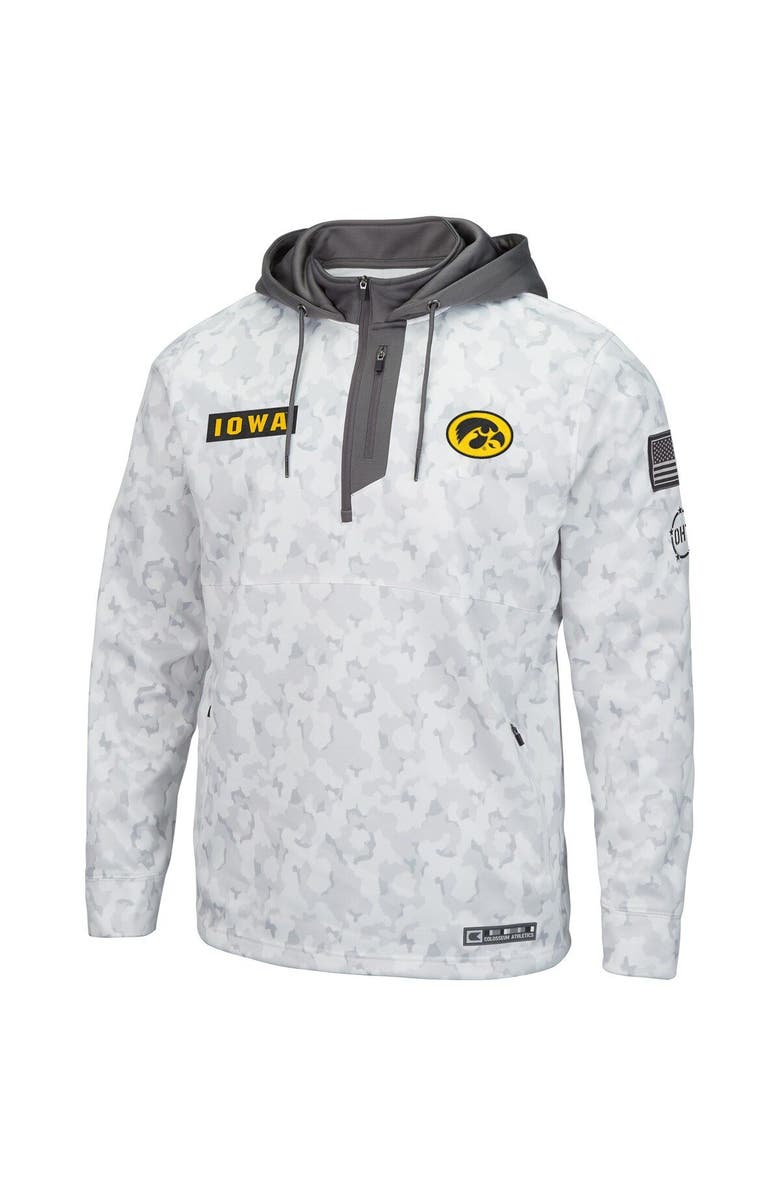 COLOSSEUM Men's Colosseum Arctic Camo Iowa Hawkeyes OHT Military Appreciation Quarter-Zip Hoodie, Alternate, color, Arctic Camo