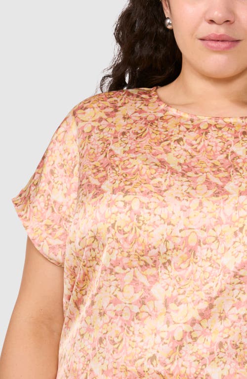 Halogenr Halogen(r) Fleur Stamp Satin Charmeuse Top In Sugar Peach