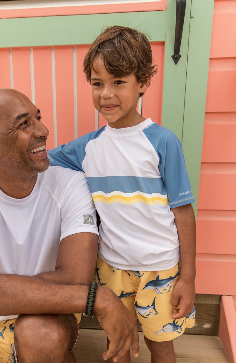 Snapper Rock Kids' Sunset Stripe Short Sleeve Rashguard, Alternate, color, 