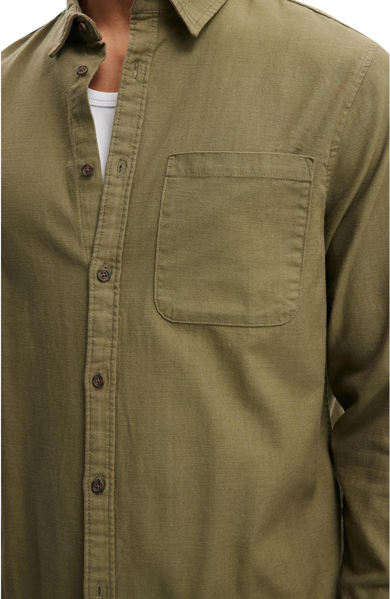 Cotton On Men's Lewis Long Sleeve Shirt, Alternate, color, Washed Khaki
