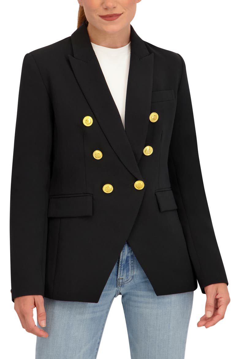 Double Breasted Blazer, Alternate, color, BLACK/ GOLD